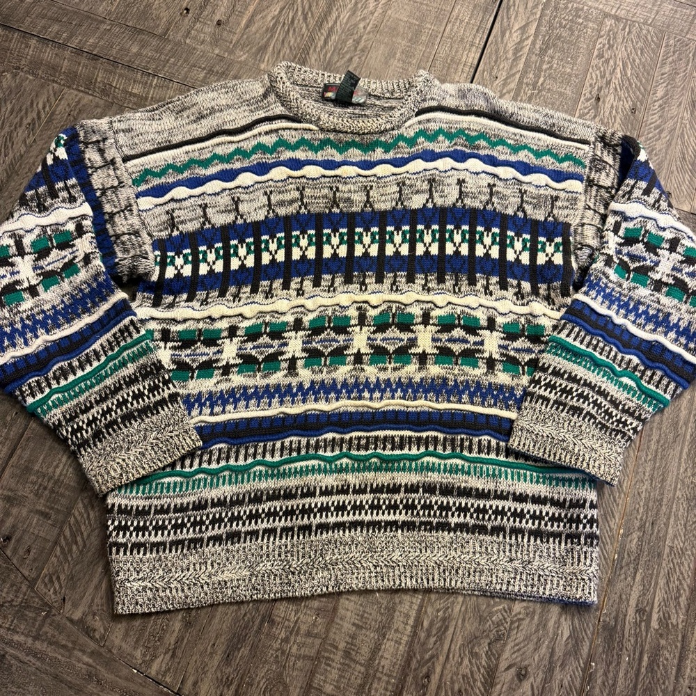 Men’s Vintage 80’s Mache‎ Coogi Style Knit Sweater Size Medium
